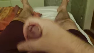 My Friend Lies in Bed Jerking off His Cock Until He Orgasms and He Comes