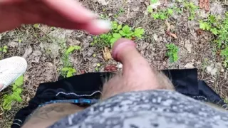 A friend sucks my dick in a public park and swallows cum