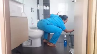 This maid knows how to keep her job.