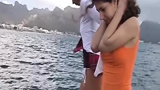 Two perfect German babes sharing big dick on the beach