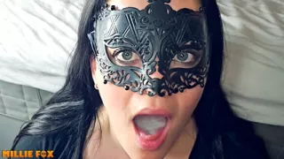 Whole Tongue turn White, lucky MILF Swallows the Biggest Load of Cum - Millie Fox