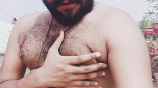 Horny big dick indian boy was playing her cock on terrace