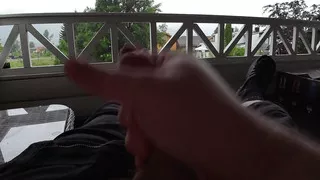 masturbating outside on the porch