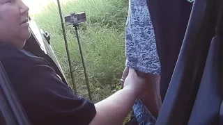 we drove to the park with my mother-in-law, where she sucks my dick and swallows cum