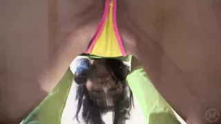 Your Face Is Put Into a Facesitting Box and Girl in a Bikini Sits on It Like a Chair, Laughing and Humiliating You, POV