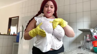 BBW Liana Princess Huge Areolas in Rubber Gloves