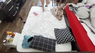 Hot amateur couple doing sensual massage with body oil. Amateur couple having crazy sex in the bedroom.