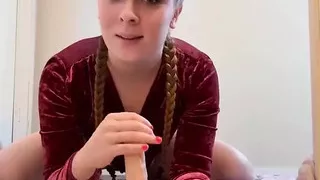 Redhead Riding Dildo While Talking Dirty