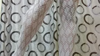 Masturbating in sexy white pantyhose on sexy legs