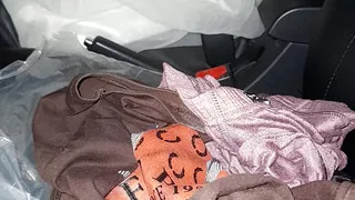 Crossdressing Wearing Wedding Gown While Driving and Cum Inside Gown