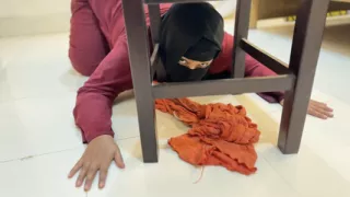 Big Ass Beautiful Arab Hot stepMom Stuck Under Chair!