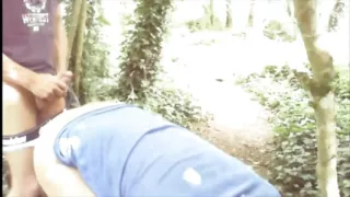 Blowjob in the woods on a cruising spot + rough fuck