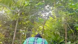 Sri Lankan girl outdoor dildo fuck in green uniform pussy spread