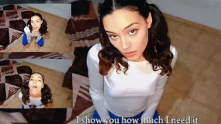 Sexy Latina Girl on Her Knees Asking You to Fill Her Mouth with Milk