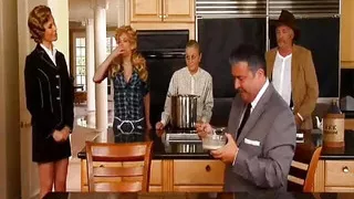 Fascinating milfs sharing dick in parody threesome