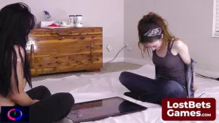 Stefanie and SarahBeth playful night with a Spin the Bottle game