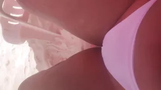Big ass Latina fucking on the beach while everyone watches her pussy