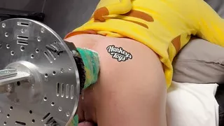 SlutBoyTO in a Pikachu Onesie gets destroyed by Mr Hankey's 4XL Seahorse mounted on a heavy duty fuck machine
