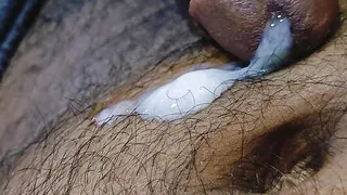 Black Asian cock cum shot close up