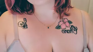 Young busty MILF makes herself squirt + blowjob scene