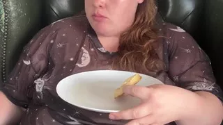 Huge Hungry BBW Stuffing Herself at Breakfast