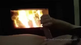 Moaning and Edging My Thick Cock with the Fire Going