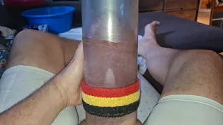 Pumping Freak Pumps up His Silicone Cock