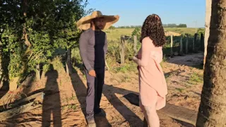 To see my neighbor weeding his yard in the hot sun and that gave me a lot of lust I went to ask for water only from a towel