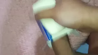 I masturbate my big cock with paper and cardboard until it's nice and long