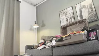 An influencer Tik Tok Girl in finds a dick in her room while making a try on haul for lingerie and short skirts