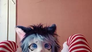 Lightning masturbating in a Christmas dress 1