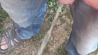 pissing outside