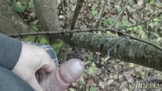 Uncut cock quick cum in city park near by road