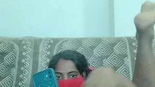 My qute wife fucking with big dildo and playing with pusssy and fingering hard with video call his bf