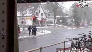 German couple casting on the street in Berlin