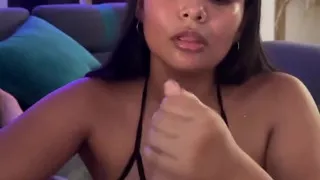 Beautiful Colombian Brunette Sucking a Thick Cock