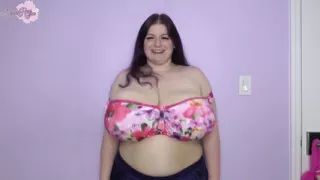 Floral Bra Boob Bouncing