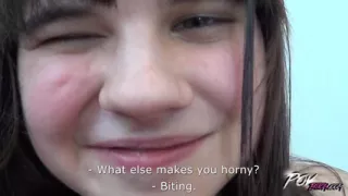 Chubby super horny babe fuck stranger extremely hard to cum on her ass