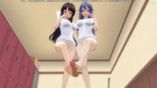 Two Students in Tracksuits Jerk off a Dick with Their Feet in the Locker Room