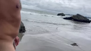 Nude beach walk ocean flashing