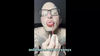 Humiliation! Lipstick on my BIG Fake Lips