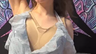 A girl in a beautiful dress loves to tease you!