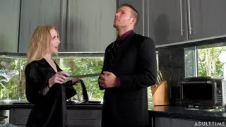 Adult Time - Babe Emma Starletto Seduces Bodyguard for Slutty Blowjob and Dick Riding in Kitchen!