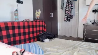 Amateur Wife Enjoys Trying on Clothes and Cutting Them.