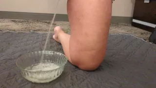 Desperately messy peeing into a bowl