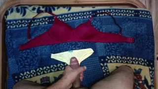 Indian sexy boy huge cock masturbation on sexy lingerie