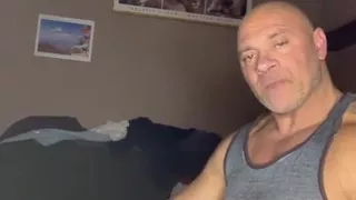 Talking Talking After Jerking. Mr Guru Bodybuilder at Home