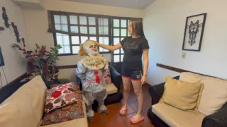 I find a cabin with a mysterious little clown and offer him a delicious fuck in exchange for letting me stay until he gets his delicious milk