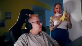 Stepmom Seduces Stepson Under Desk for Facial While He Games