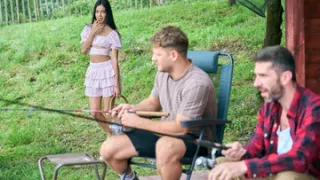 BIG CATCH - Girl fucks two fishermen on the nature